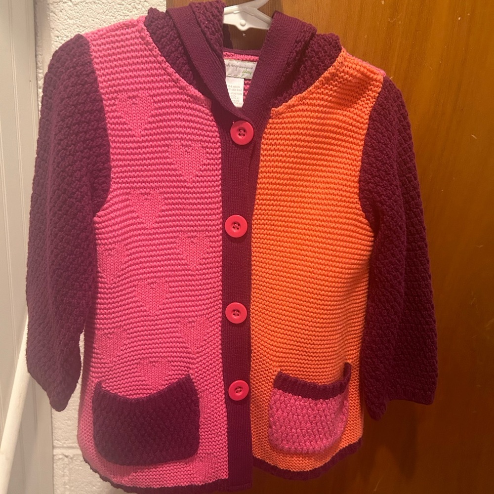 Colorful Knit Hooded Cardigan